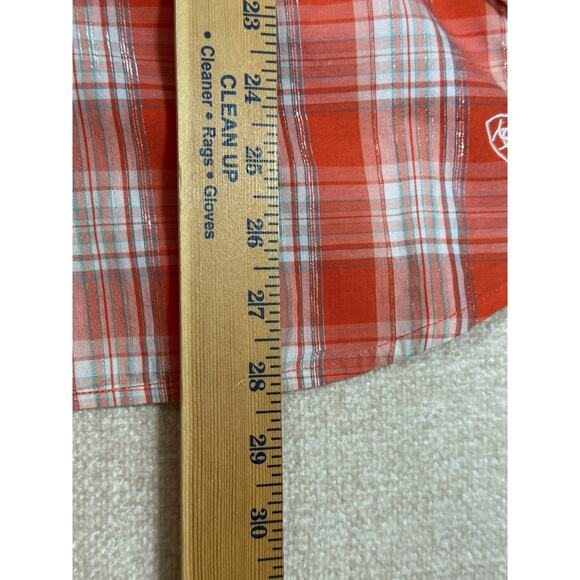 NWT Ariat Women Large Peach Plaid Studded Long Sleeve Cowgirl Western Shirt - Picture 7 of 10